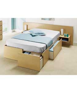Weston Oak Double Bedstead with 4 Drawers/Comfort Mattress
