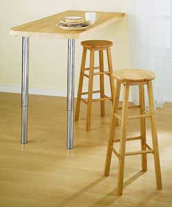 Size of stools (W)31, (D)30, (H)74.5cm.Height to seat 74.5cmRubber wood with clear paint.Self-assemb