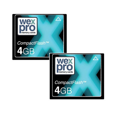 Super savings on this Twin Pack of WexPro 55x Speed CompactFlash cards, 2 4GB CF Cards for Only 44.9
