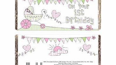 Unbranded Whimsical Pram 1st Birthday Chocolate Bar