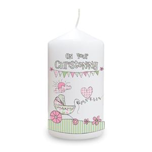 Unbranded Whimsical Pram Christening Candle