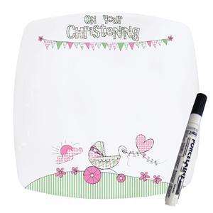 Unbranded Whimsical Pram Christening Message Plate