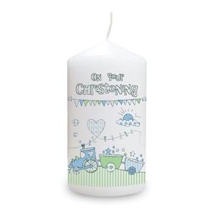 Unbranded Whimsical Train Christening Candle