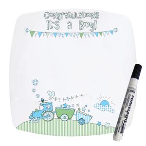 Unbranded Whimsical Train Its a Boy Message Plate