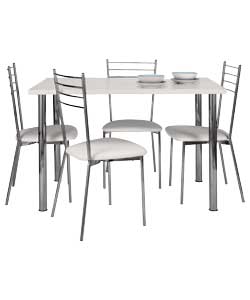 Unbranded White and Chrome Finish Dining Table and 4 Chairs