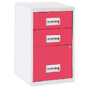 Unbranded White And Pink Combi 3 Drawer Filing Cabinet