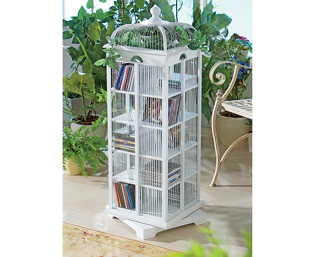 Unbranded White Bird Cage Style Rotating CD Cabinet