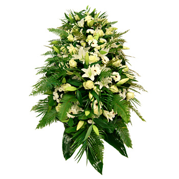 Unbranded White Casket Arrangement - flowers