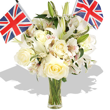 Unbranded White Ceremonial Bouquet with British Flags -