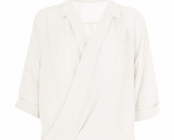 Unbranded White Chiffon Crossover Front Blouse