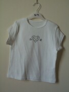 Ex-Tesco short sleeved white cotton t-shirt with silver heart motif on the