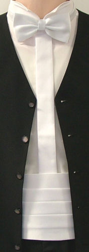 Unbranded White Cummerbund / Bow Tie Set
