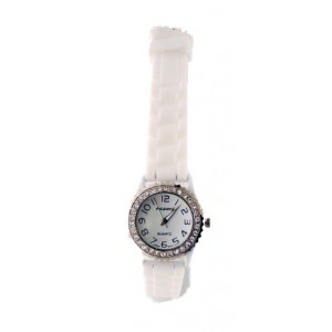 Unbranded White Diamante Womens Watch With Soft Rubber