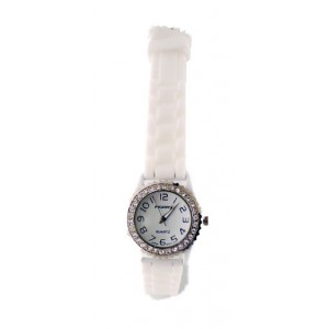 Unbranded White Diamante Womens Watch With Soft Rubber