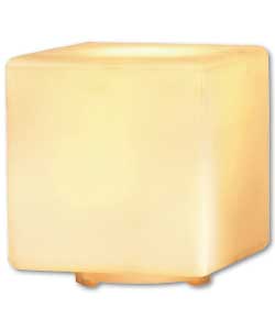 White Glass Cube Table Lamp