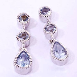 White Gold and Blue Topaz Earrings