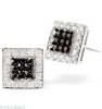 White Gold Diamond & Black Diamond Square Stud Earrings