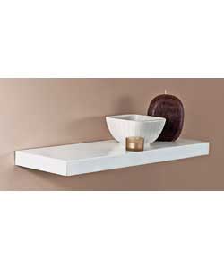 High gloss shelf for display or general storage.Size (H)4, (W)58.5, (D)19cm.Fixings and instructions