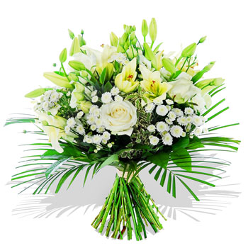 Unbranded White Lily Rose Funeral Bouquet - flowers