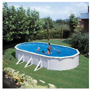 Unbranded White Oval Steel Pool 7.3m