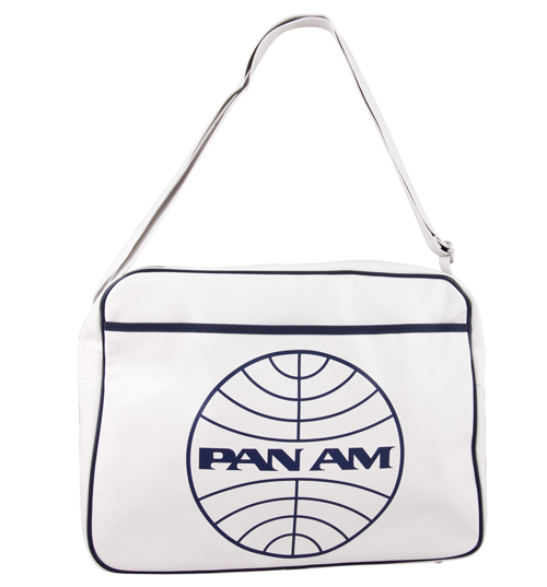Unbranded White Pan Am Globe Retro Oversized Messenger Bag