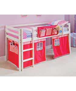 Unbranded White Pine Mid Sleeper with Pink Tent - Protector Mattress