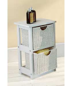 Strong wooden frame with 2 removable fold down drawers for multi-purpose storage.White rattan