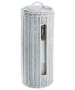 Unbranded White Rattan Toilet Roll Holder