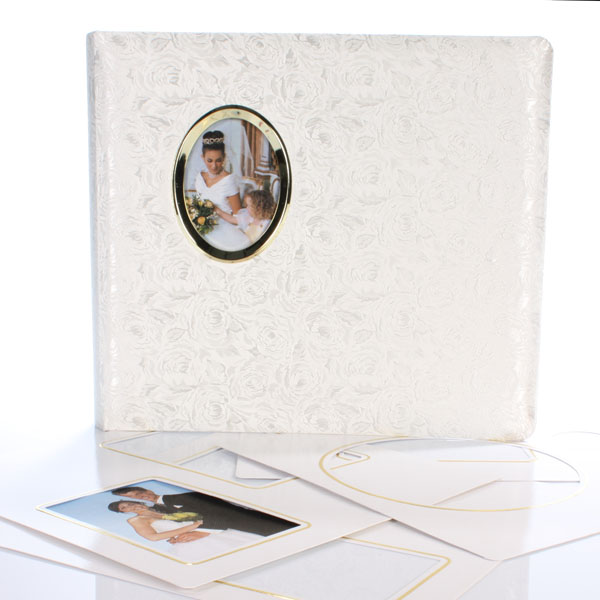Unbranded White Satin Rose Wedding Album and Kit
