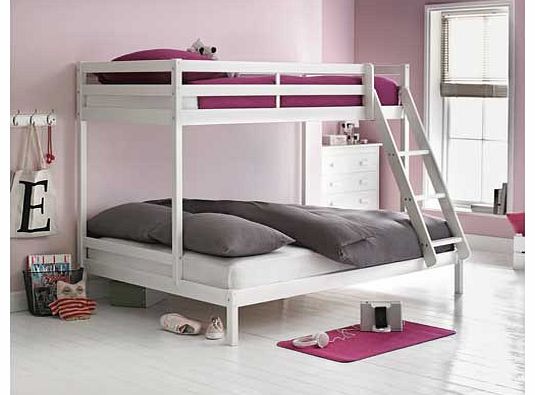 This White Single and Double Bunk Bed with Bibby Mattress is perfect when you have two children of different ages sharing a bedroom. This wood set of bunk beds comes with 2 open coil