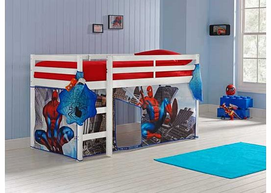 The perfect bed for any Spiderman fanatic. This Mid Sleeper provides the perfect opportunity for sleep and play. A super-cool Spiderman tent-sheet attaches to the under-carriage of the bed to provide a secluded space for lots of fun and play. Attract