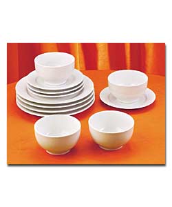White Stoneware 12 Piece Dinner Set