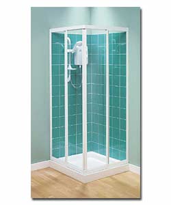 White Telescopic Corner Entry Shower Surround