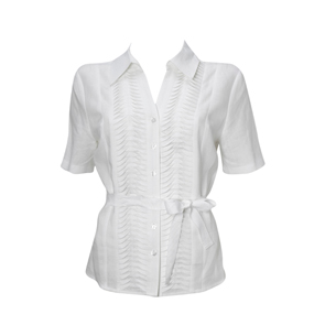 Unbranded White Tuck Placket Blouse