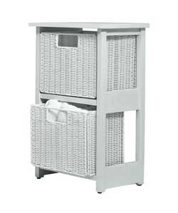 Unbranded White Wood and Rattan Effect 2 Drawer Unit