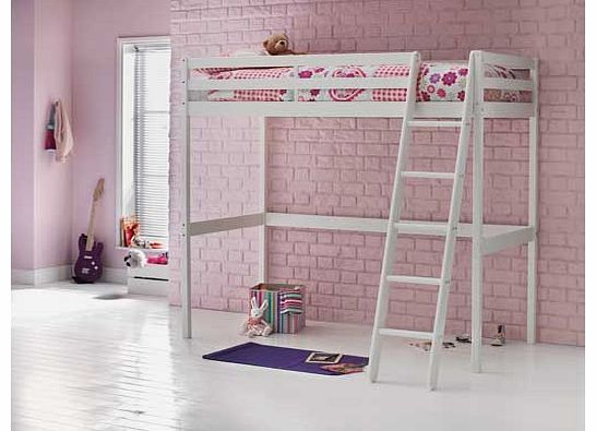 With this White Wooden High Sleeper Bed with Bibby Mattress you can make the most of the floor space in your childs bedroom. The space beneath the bed is perfect for a work space. extra storage space or just as a play area. The included Bibby mattres