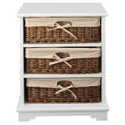 Unbranded Wicker 3 drawer chest, white