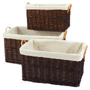 Unbranded Wicker Baskets, Chocolate Brown 3 Pack