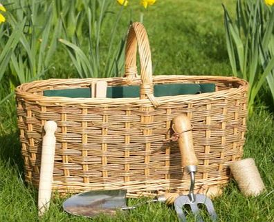 Unbranded Wicker Gardening Basket with Five Tools 5151S