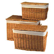 Unbranded Wicker lidded baskets light brown 3 pack