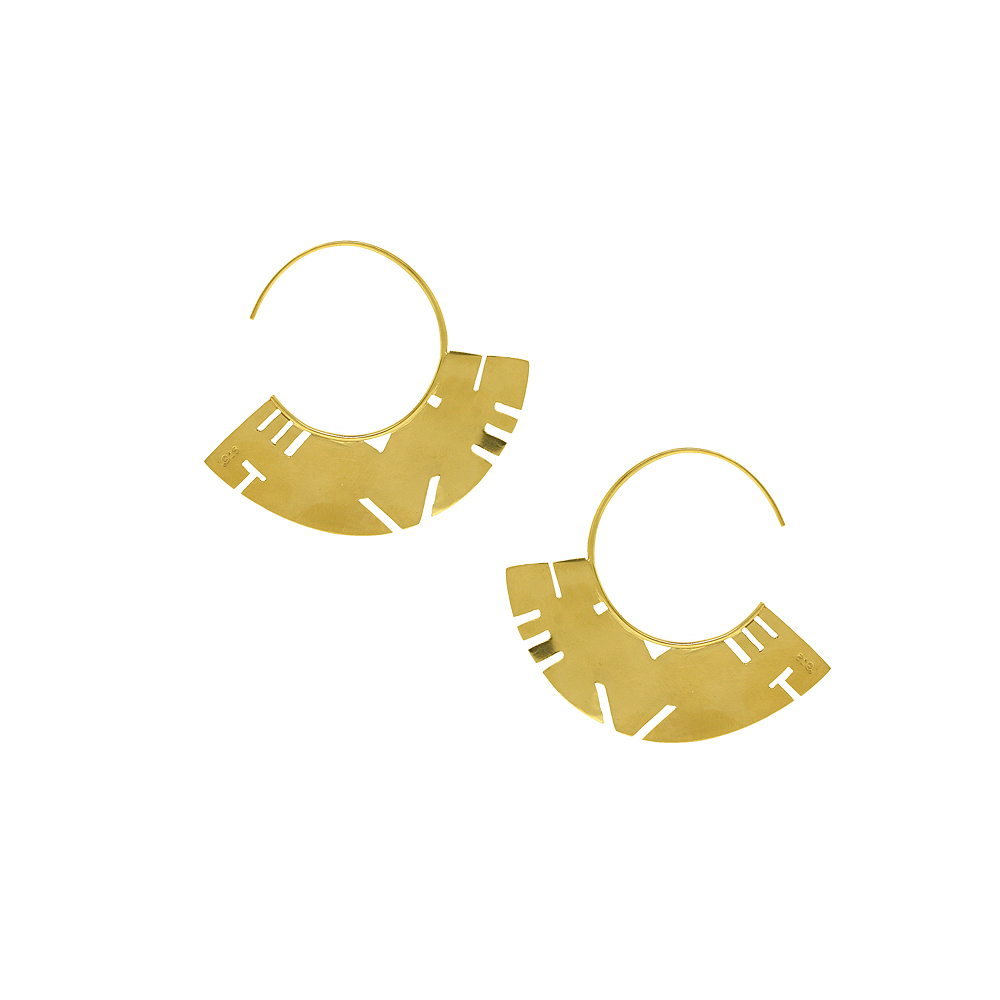 Unbranded Wide Key Pattern Hoop - Yellow Gold