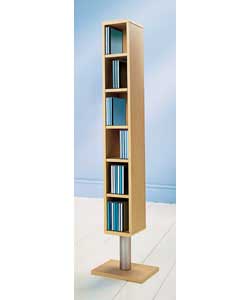 Beech multimedia unit with beech and metal stand.Includes 1 fixed shelf, 4 adjustable shelves and 1 
