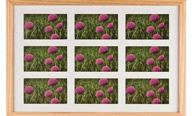 Unbranded Wide Wooden 9 Print Photo Frame Collage - Natural