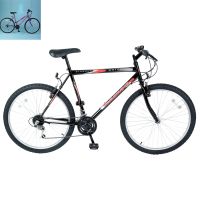 ATB frame, 66cm (26&quote;) alloy rims, schrader valves, semi-raised handlebars, 18 speed indexed