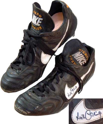 Unbranded Will Carling signed match worn rugby boots from the 1995 World Cup