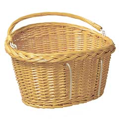 Beautiful, rustic willow basket for your small dog, which attaches to the handlebars of your bicycle
