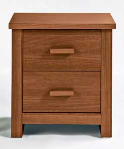 Dark beech-effect finish with wooden handles. 2 drawers. Size (H)53 (W)49.5, (D)42.3cm. Packed flat
