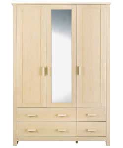 Winchester 3-Door- 4-Drawer Robe with Mirror - Birch
