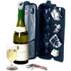 Elegant but tough pack which holds a bottle of wine and a couple of wine glasses. Looks cool and