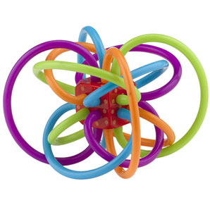 Winkel is a collection of colourful teething loops which radiate from a rattle in the centre. Can be